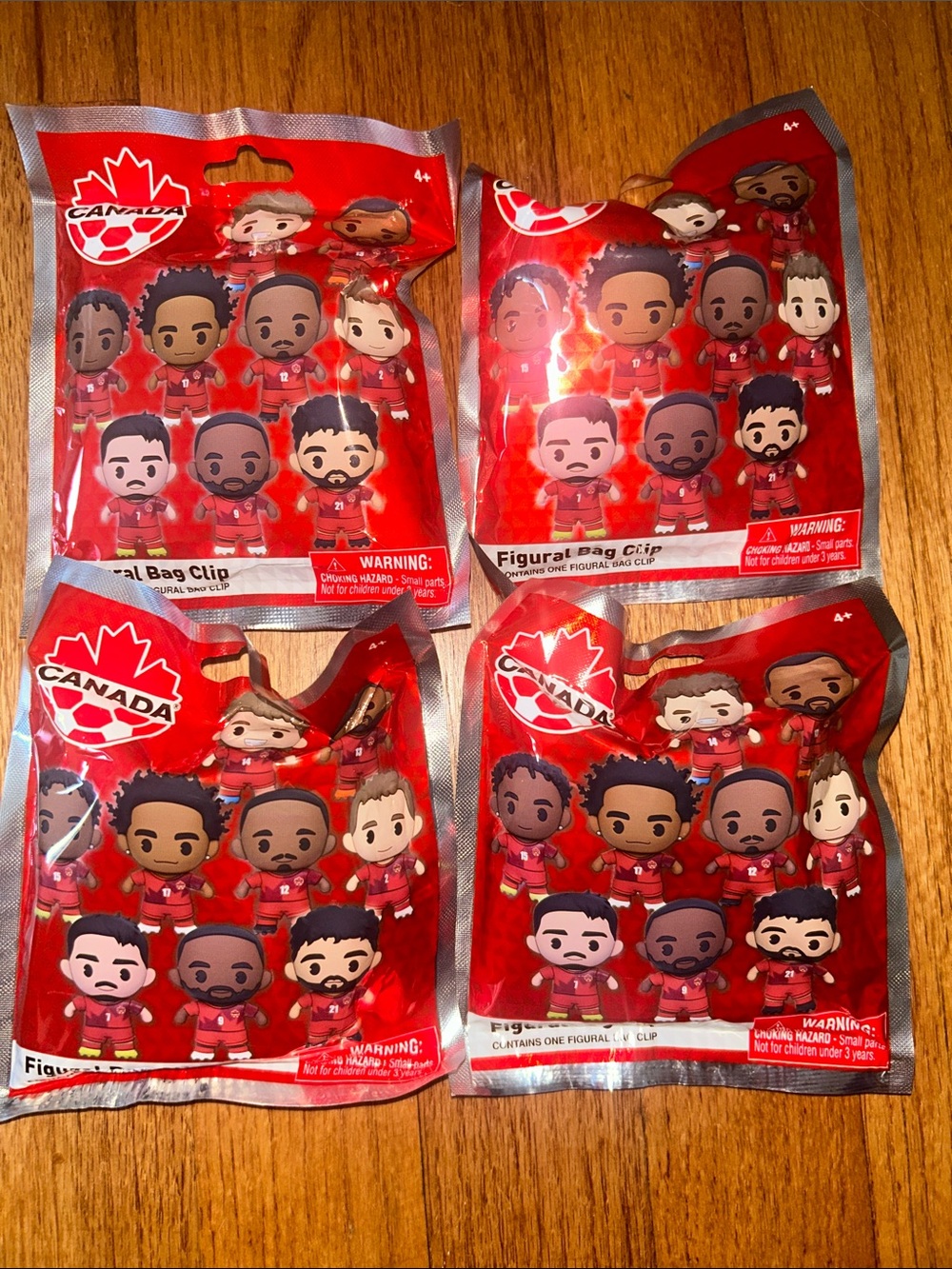 Canada Soccer Blind Bag Figure Clip Keychains - Red Pack (Set of 4) NWT